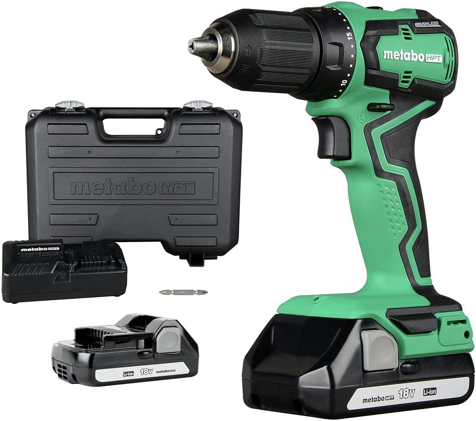 Metabo HPT Cordless Drill | 18V | 1/2-Inch Keyless | Sub-Compact | Brushless Motor | Lithium-Ion Batteries | Lifetime Tool Warranty | DS18DDX