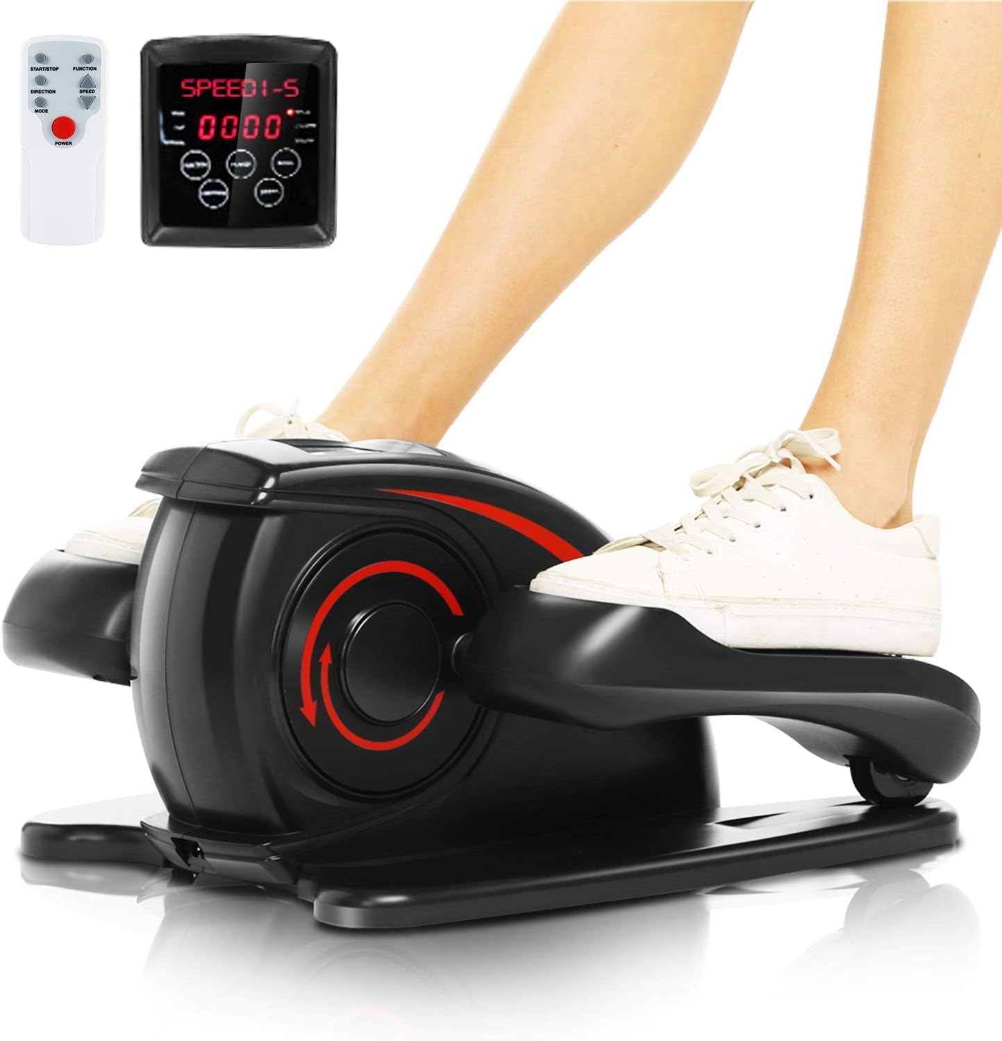 ANCHEER Under Desk Elliptical Machine, Ellipse Leg Exerciser for Seniors as Seen on TV Portable Leg Exerciser While Sitting with Massage Pedal/LCD Monitor/Remote Control