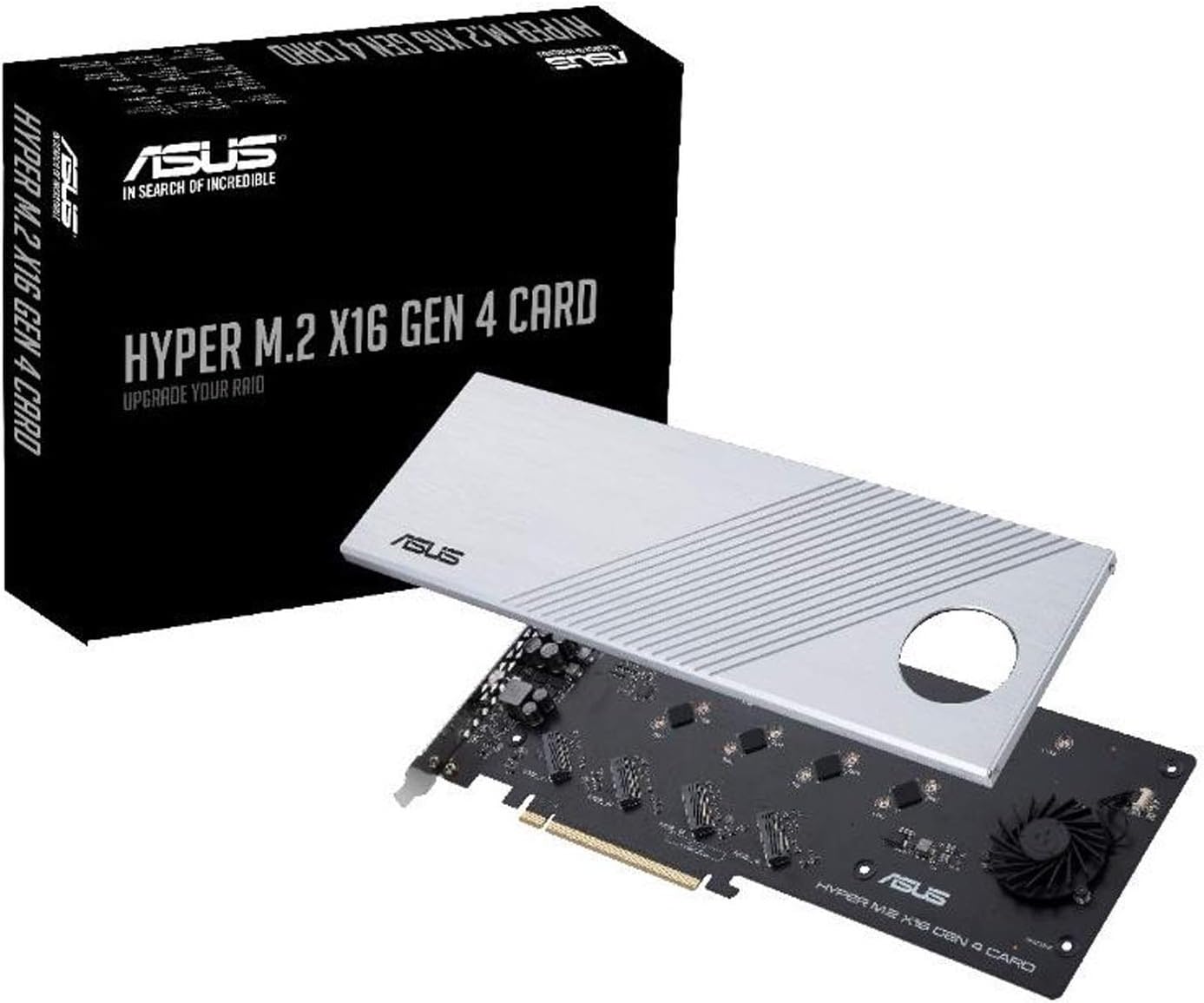 ASUS Hyper M.2 X16 PCIe 4.0 X4 Expansion Card Supports 4 NVMe M.2 (2242/2260/2280/22110) up to 256Gbps for AMD 3rd Ryzen sTRX40, AM4 Socket and Intel VROC NVMe Raid