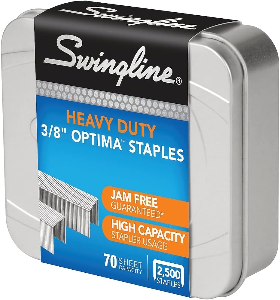 Swingline Staples, Premium High Capacity for Desktop Staplers, 3/8″ Length, 125/Strip, 2500/Box, Jam Free, Optima (35550)