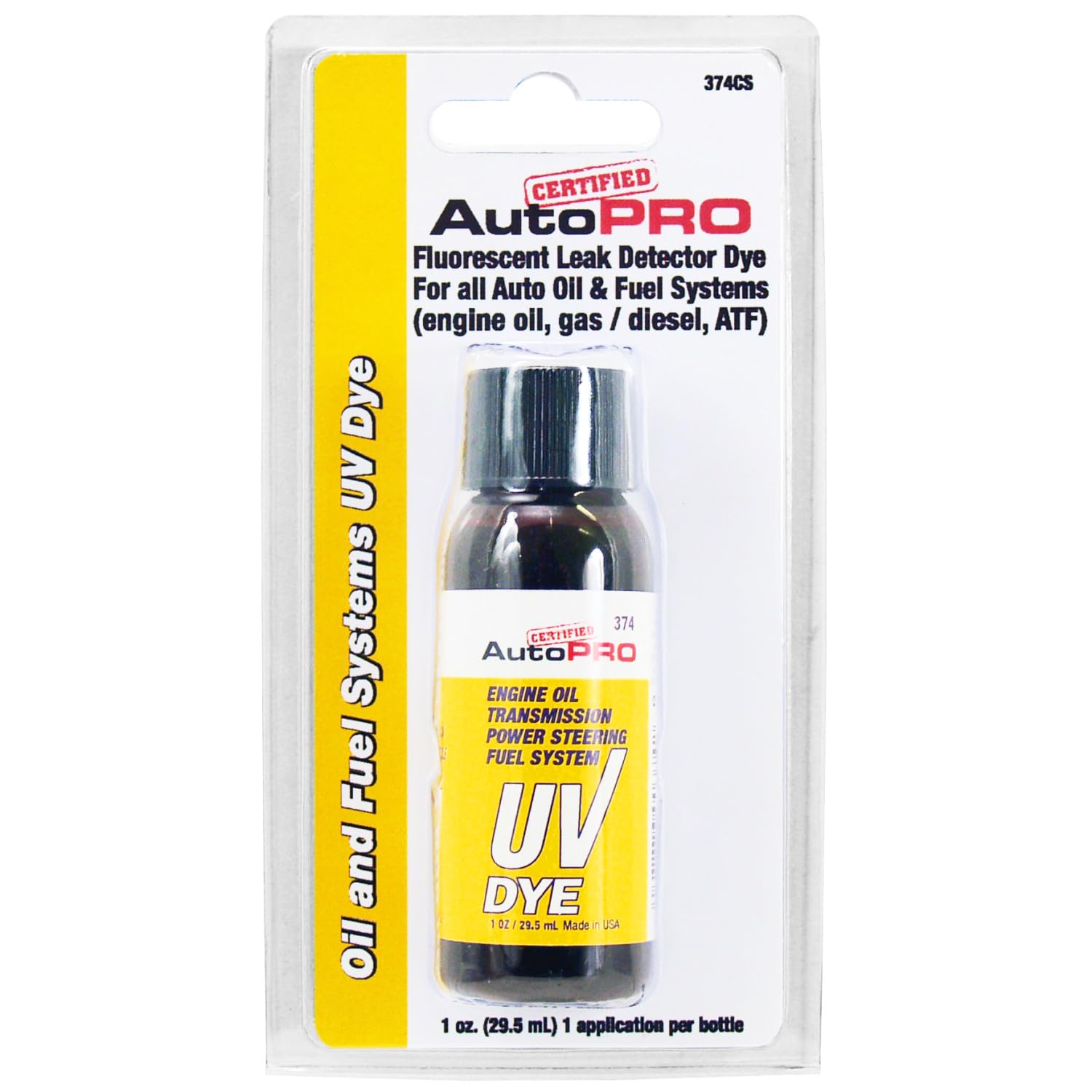 InterDynamics Certified Auto Pro Oil and Fuel System UV Dye Leak Detection for Cars & Trucks & More, 1 Oz, 374CS, Universal