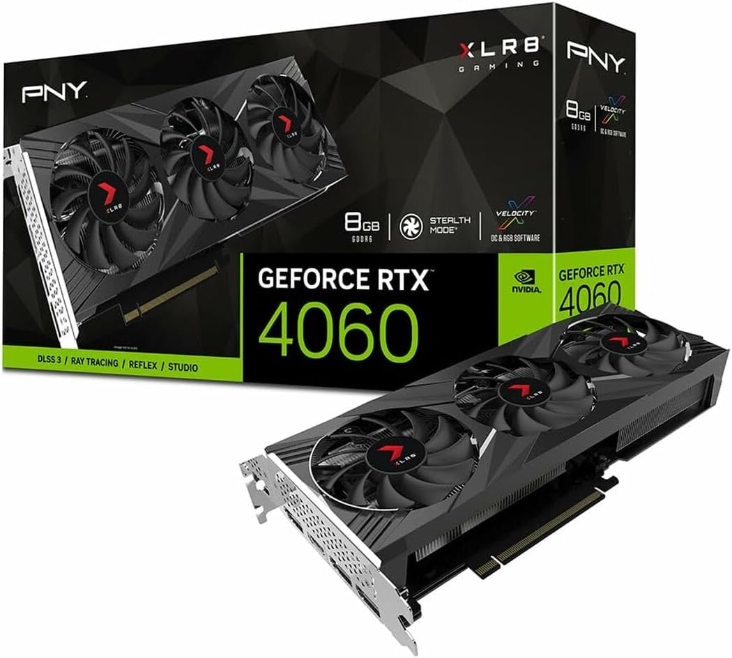 PNY GeForce RTX 4060 8GB XLR8 Gaming Verto RGB Triple Fan Graphics Card DLSS 3 (ARGB,128-bit, PCIe 4.0, GDDR6, HDMI/DisplayPort, Supports 4k, 2 Slot)