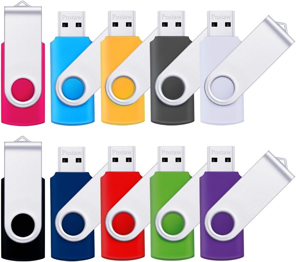 (10 Pack,Multi-Color) 64GB USB 2.0 Flash Drive Swivel Memory Stick Thumb Drive Pen Drives Jump Drive for Data Storage, File Sharing(64GB)