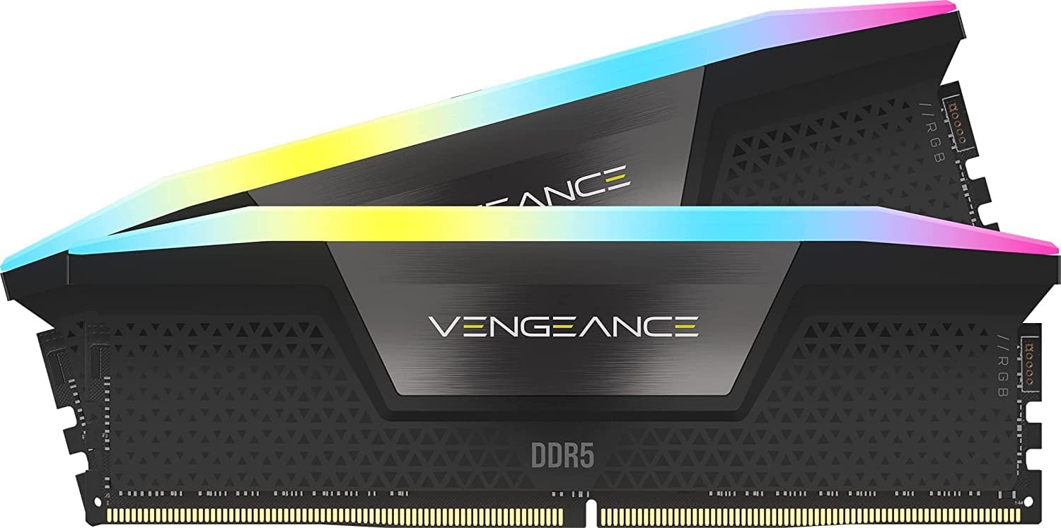 CORSAIR VENGEANCE RGB DDR5 RAM 32GB (2x16GB) 6400MHz CL36-48-48-104 1.35V Intel XMP Desktop Computer Memory – Black (CMH32GX5M2B6400C36)