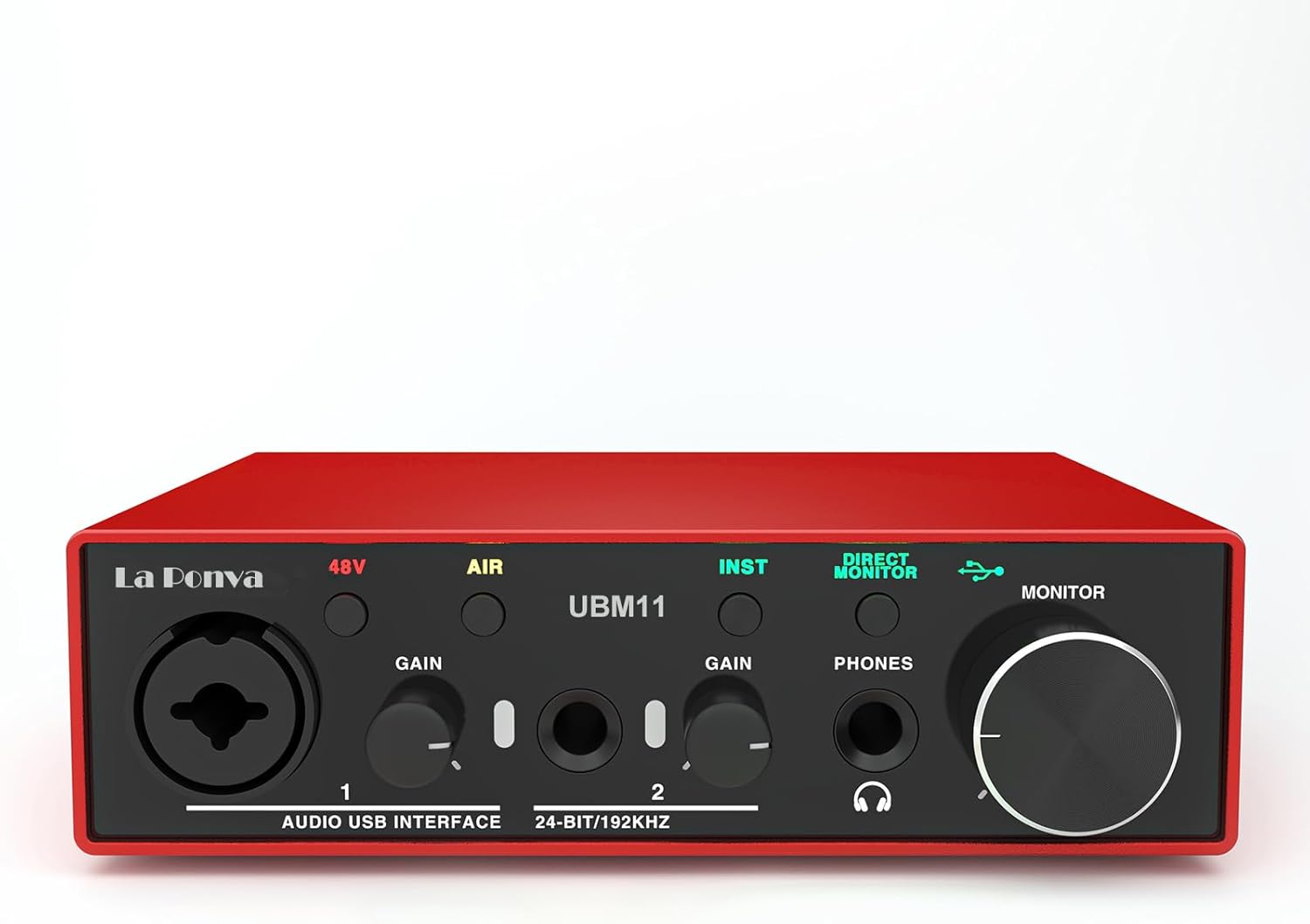 2023 Newest La Ponva USB Audio Interface for Pc and Mac, 24Bit/192kHz High-Fidelity for Professional Recording, Podcasting, Streaming, with XLR/48V Phantom Power for MIC, Ultra-low Latency for Studio