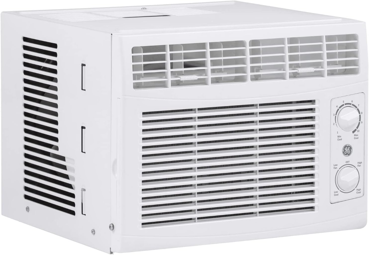 GE Window Air Conditioner Unit, 5,000 BTU for Small Rooms up to 150 sq ft. with Manual Adjustable Fan and Cooling Settings, Perfect for Small Bedroom or Living Room, Easy Install Kit Included, White