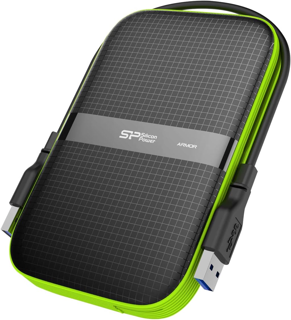 SP Silicon Power 2TB Rugged Portable External Hard Drive Armor A60 Shockproof USB 3.1 Gen1 for PC Mac Xbox and PS4 Black