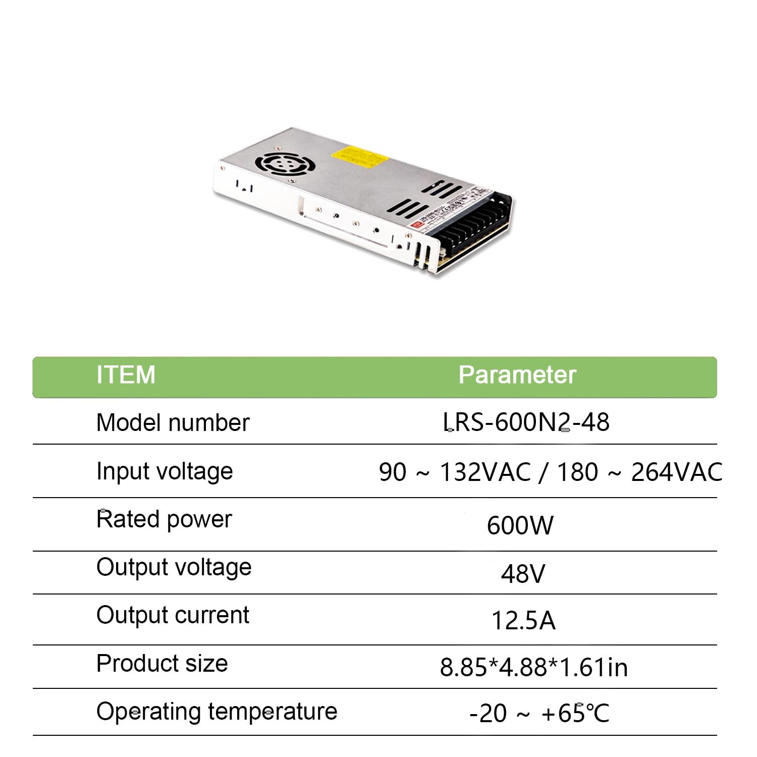 LRS-600N2-48: Ultra-Reliable 600W 48V Power Supply for Mission-Critical Systems – Guaranteed Uptime, Maximum Efficiency, and Unrivaled Performance