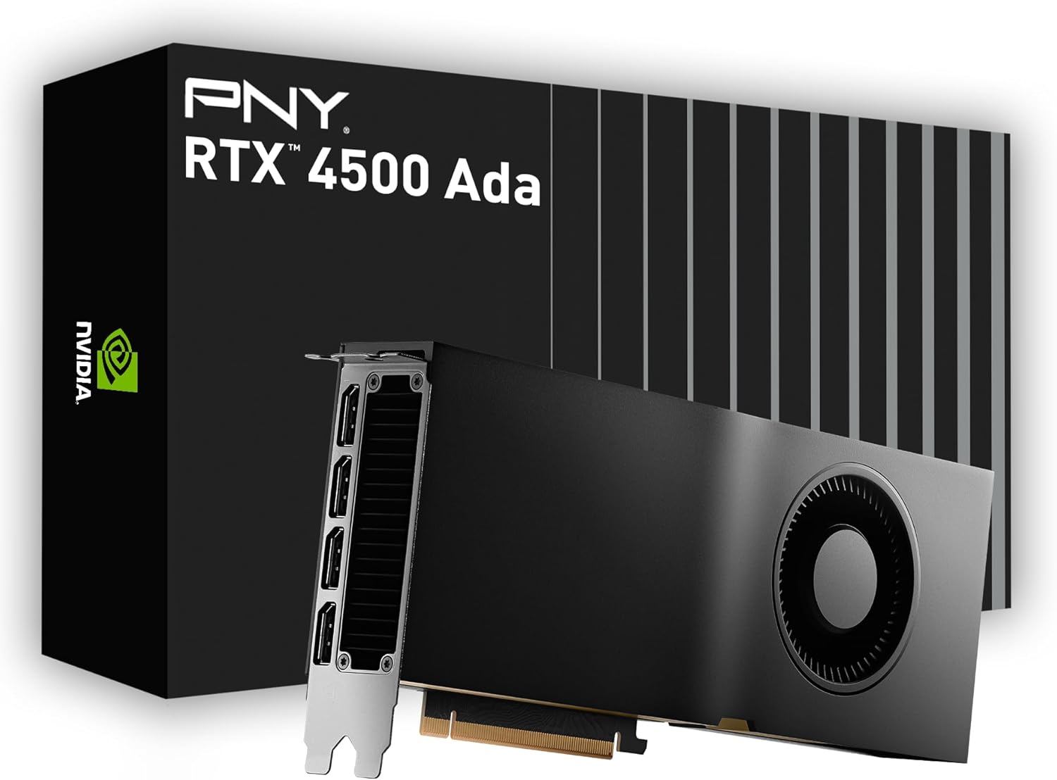 PNY NVIDIA RTX 4500 Ada Generation 24GB GDDR6 PCI Express 4.0 Dual Slot 4X DisplayPort, 8K Support, Ultra Quiet Active Fan