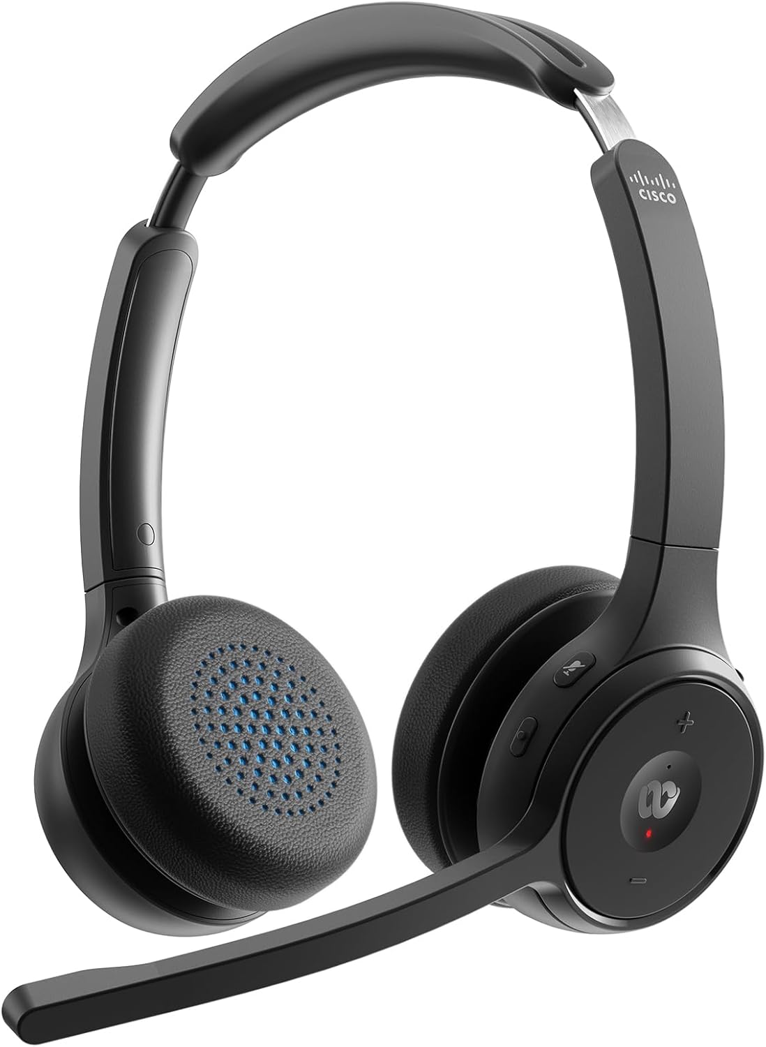 Cisco Headset 722, Wireless Dual On-Ear Bluetooth Headset with Webex Button, USB-A HD Bluetooth Adapter, Soft Case, Carbon Black, 1-Year Limited Liability Warranty (HS-WL-722-BUNA-C)