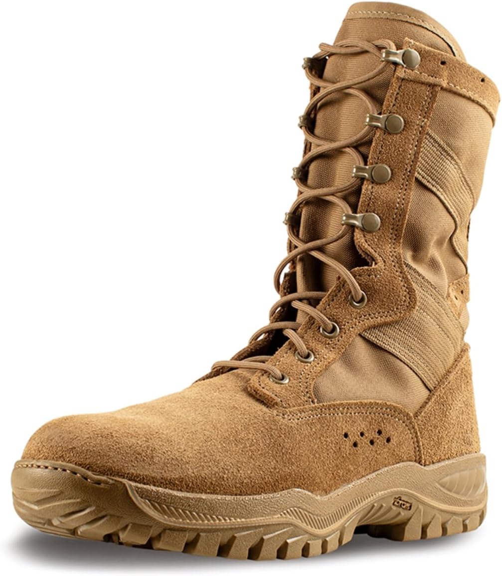 Belleville C320 One Xero 8 Inch Combat Boots for Men – Ultra-Lightweight Army/Air Force OCP ACU Coyote Brown Leather with Vibram Incisor Traction Outsole; Berry Compliant