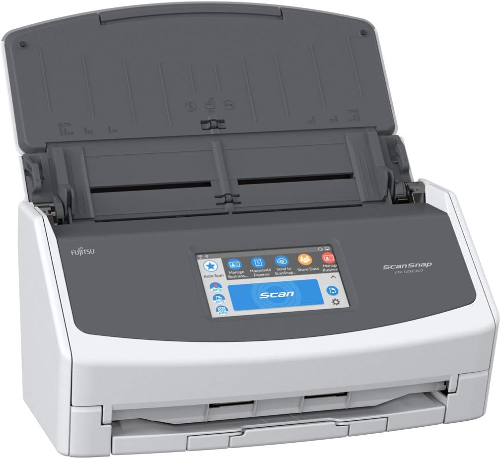 Fujitsu ScanSnap iX1500 Color Duplex Document Scanner with Touch Screen for Mac or PC, White (2018 Release)