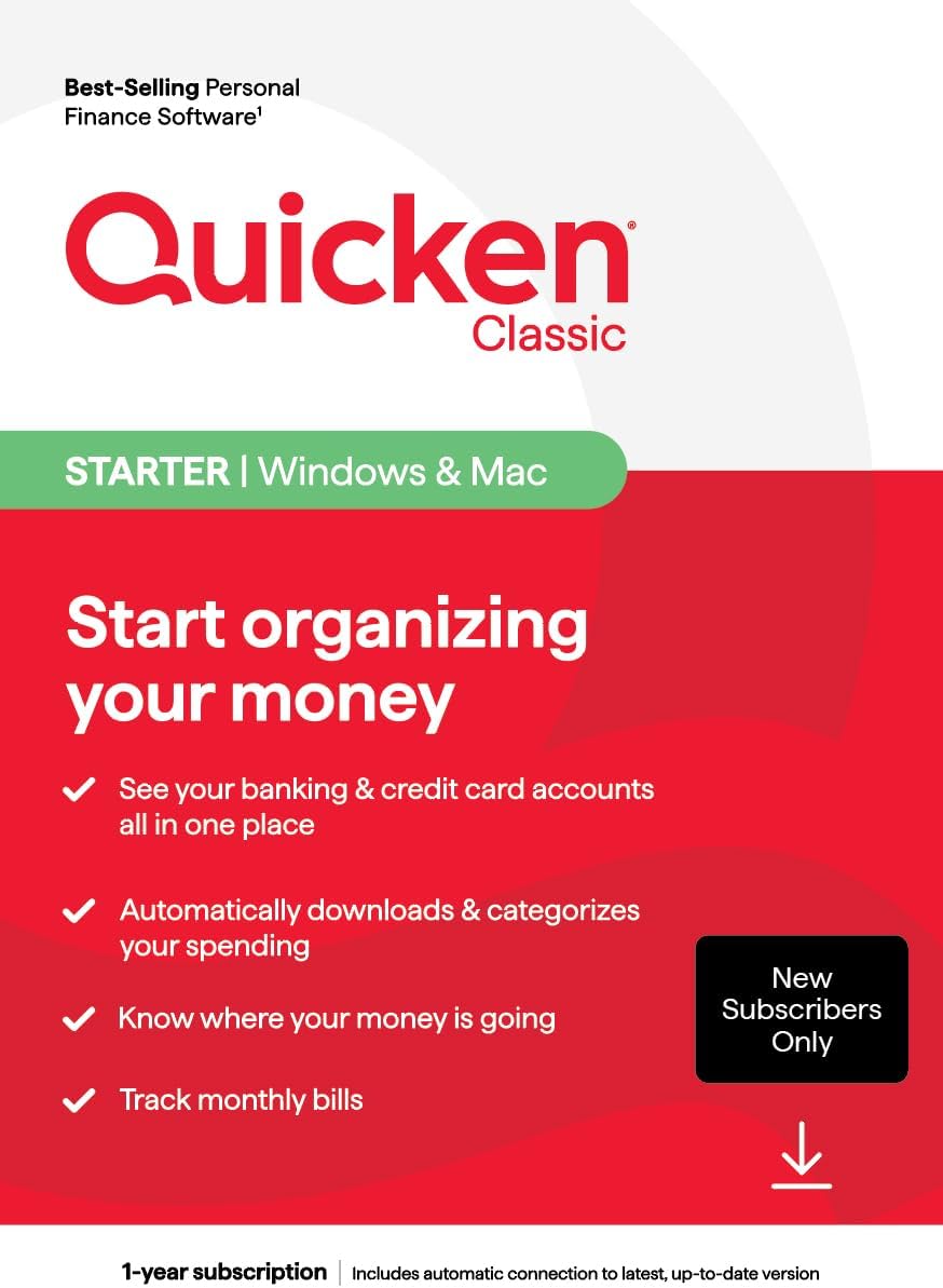 Quicken Classic Starter for New Subscribers| 1 Year [PC/Mac Online Code]