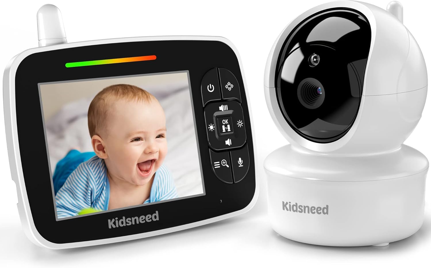 Kidsneed Baby Monitor – 3.5 Inch Video Baby Monitor with Remote Control Pan& Tilt &Zoom Camera, Two-Way Audio, Night Vision, Temperature Monitoring, Lullabies, 960ft Long Range