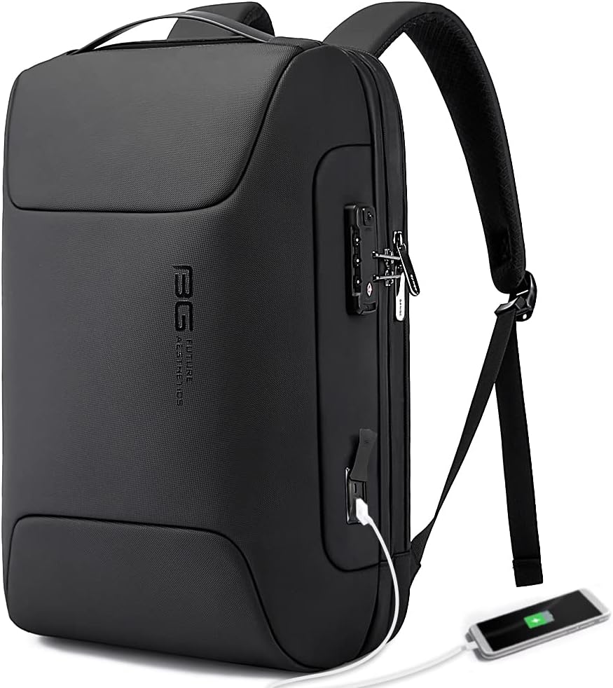 BANGE Anti Theft Business Backpack Fits 15.6 Inch Laptop,Smart Work Backpack with USB Charging Port for Office Work Airplane Business Travel