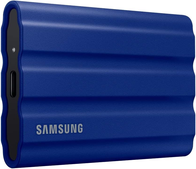 SAMSUNG T7 Shield 2TB Portable SSD, USB 3.2 Gen2, Rugged, IP65 Rated, for Photographers, Content Creators and Gaming, External Solid State Drive (MU-PE2T0R/AM, 2022), Blue