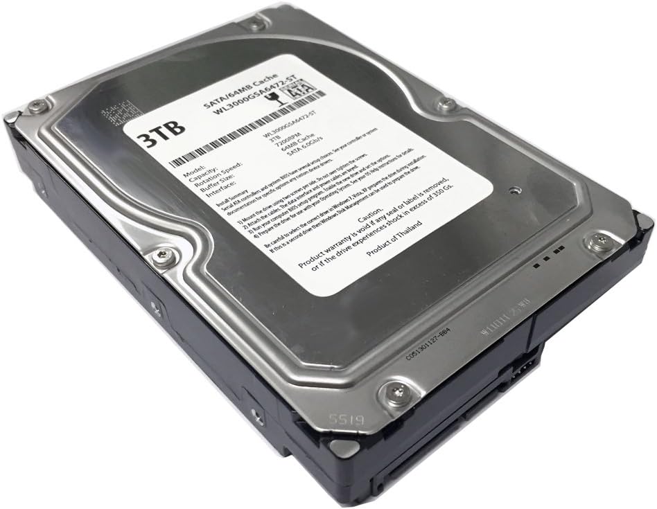 WL 3TB 7200RPM 64MB Cache SATA 6.0Gb/s 3.5″ Desktop Hard Drive (For Server, RAID, NAS, DVR, Desktop PC) w/1 Year Warranty