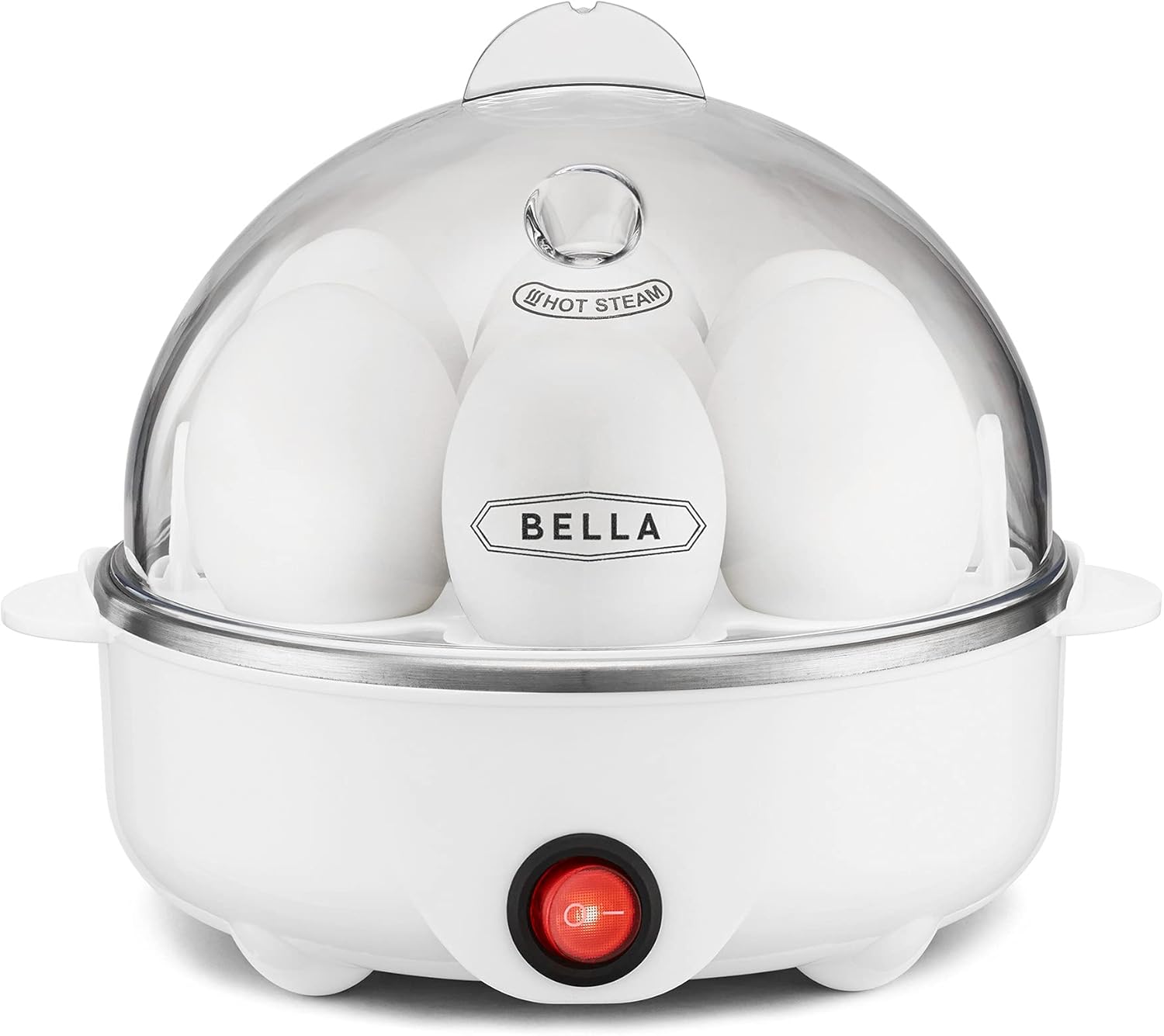 BELLA Rapid Electric Egg Cooker and Poacher with Auto Shut Off for Omelet, Soft, Medium and Hard Boiled Eggs – 7 Egg Capacity Tray, Single Stack, White