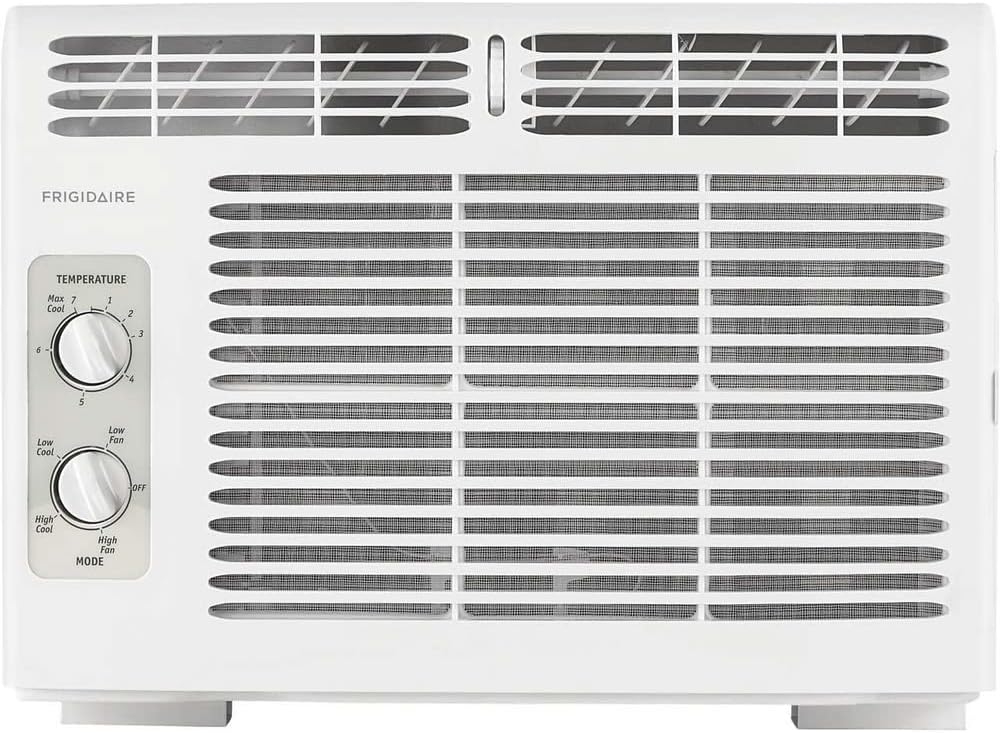 Frigidaire FFRA051WAE Window-Mounted Room Air Conditioner, 5,000 BTU with Temperature Control and Easy-to-Clean Washable Filter, in White