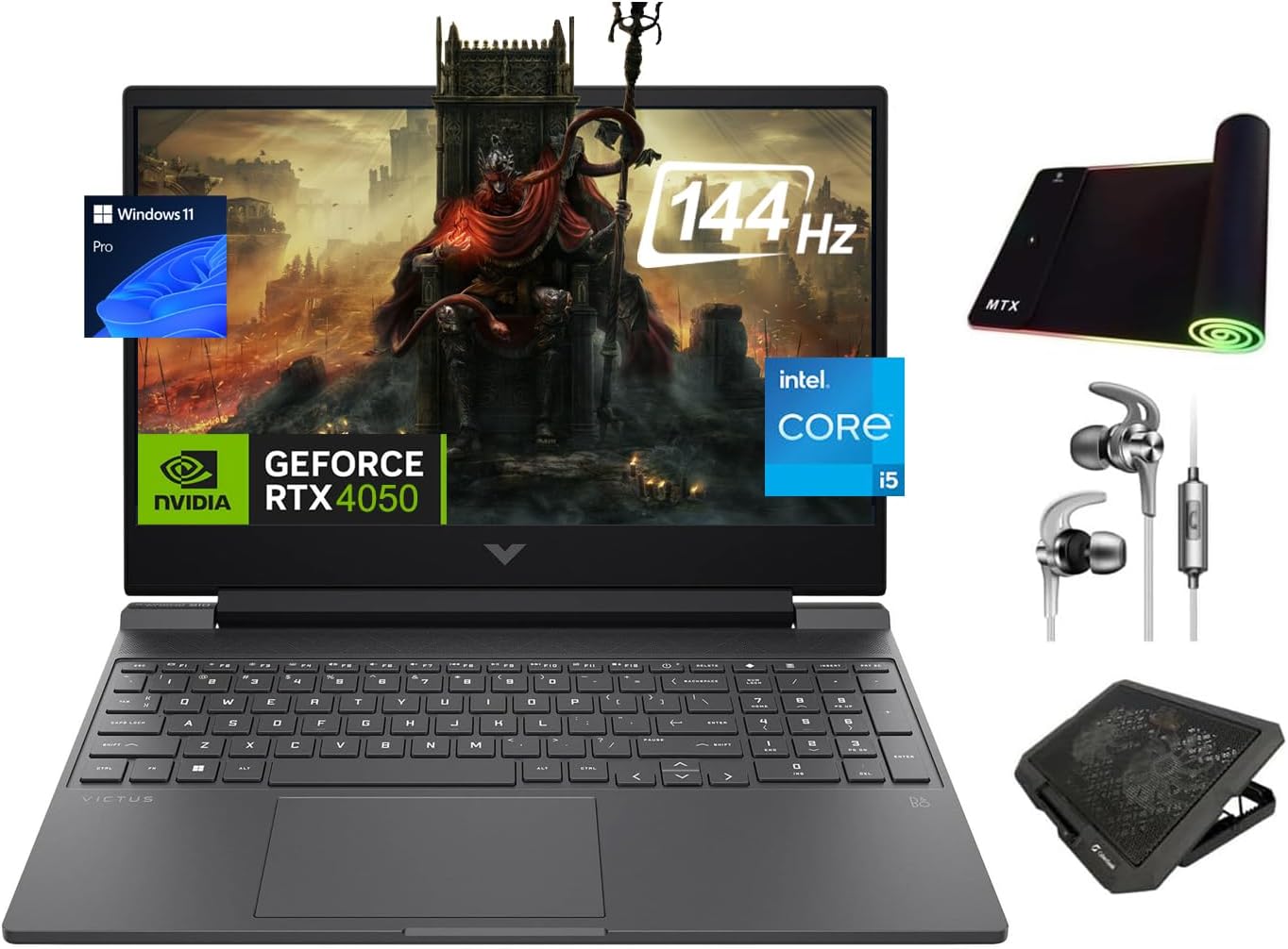 HP Victus Gaming Laptop, 15.6″ 144Hz FHD, 8-Core Intel i5-13420H, NVIDIA RTX 4050 6GB GPU, 64GB RAM, 1TB SSD, Backlit KB, WiFi 6, Webcam, KeyPad, USB-C, 3-in-1 Essential Gaming Bundle, Win 11 Pro