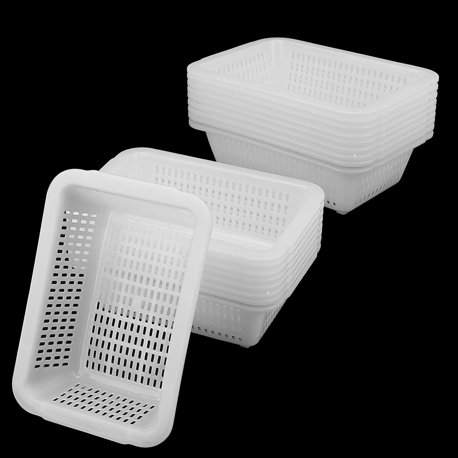 SHEUTSAN 20 Pack 9 x 6 x 2.7 Inch Small Plastic Storage Baskets, White Plastic Bin Basket Organizer, Small Storage Baskets Tray for Office, Kitchen