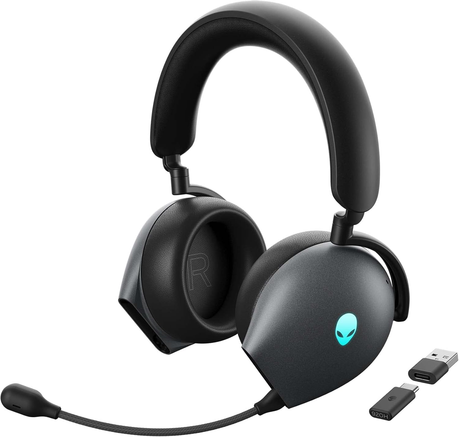 Alienware AW920H Tri-Mode Wireless Gaming Headset – Dolby Atmos Virtual Surround Sound,AI-driven Noise-Cancelling microphone, USB-C Wireless Dongle – Dark Side of the Moon,Large