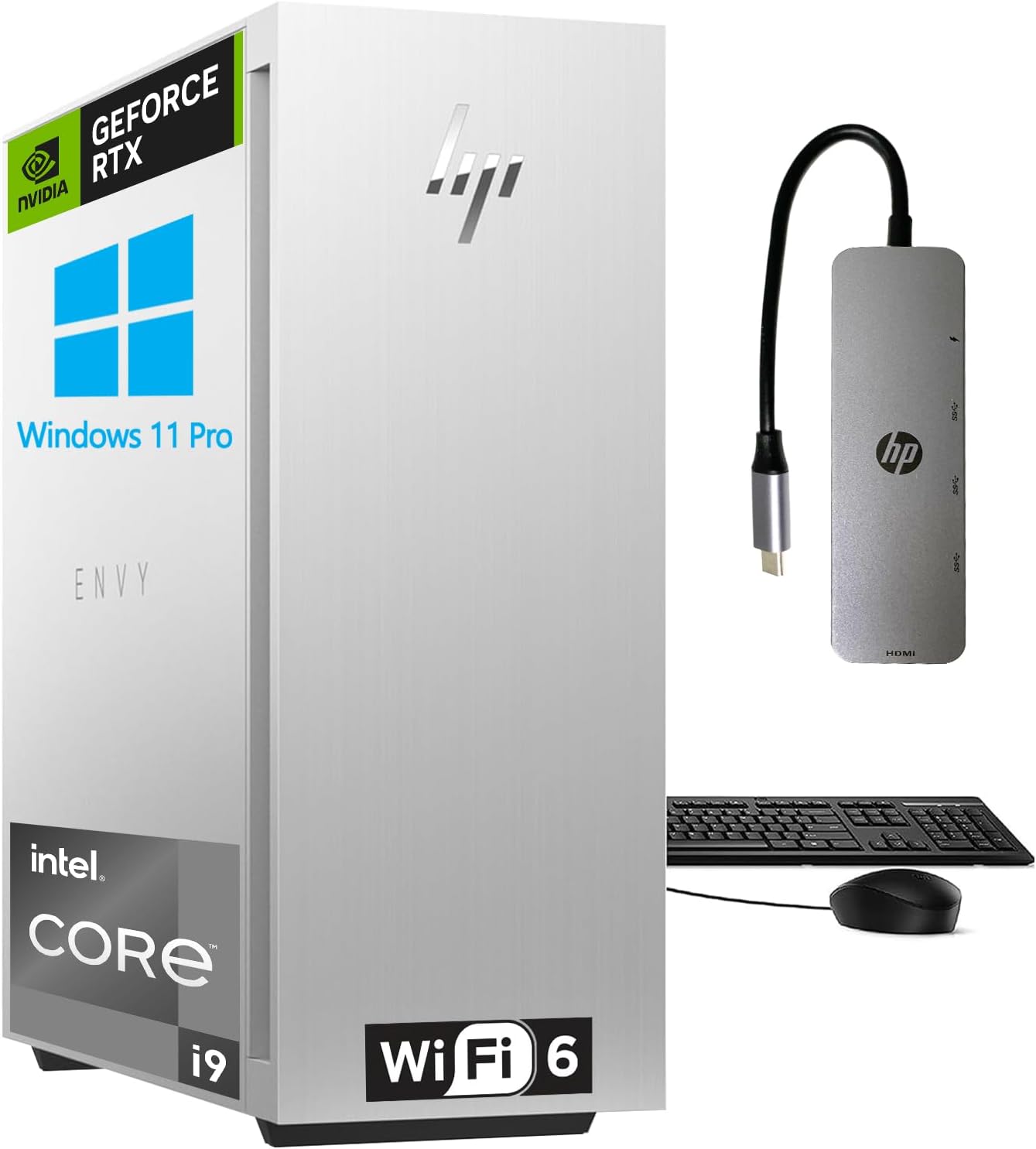 HP 2023 Envy Desktop Computers, Gaming pc Bundle,Intel Core i9-12900, 64GB DDR4 RAM, 2TB SSD, GeForce RTX 3070 8GB GDDR6, WiFi 6, Windows 11 Pro, Black Wired Keyboard and Mouse, PCM