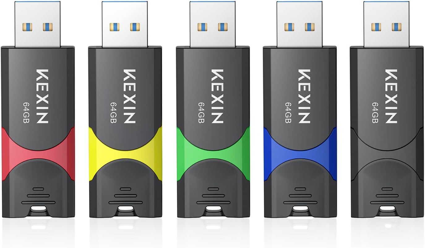 KEXIN Flash Drive 64GB USB 3.0 Flash Drive 64 GB Thumb Drive 5 Pack Memory Stick USB Drive Data Storage Jump Drive Colorful(64G 5-Pack)