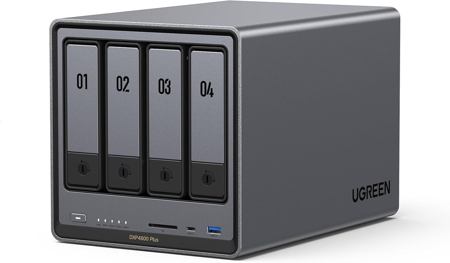 UGREEN NASync DXP4800 Plus 4-Bay Desktop NAS, Intel Pentium Gold 8505 5-Core CPU, 8GB DDR5 RAM, 128G SSD, 1 * 10GbE, 1 * 2.5GbE, 2 * M.2 NVMe Slots, 4K HDMI, Network Attached Storage (Diskless)