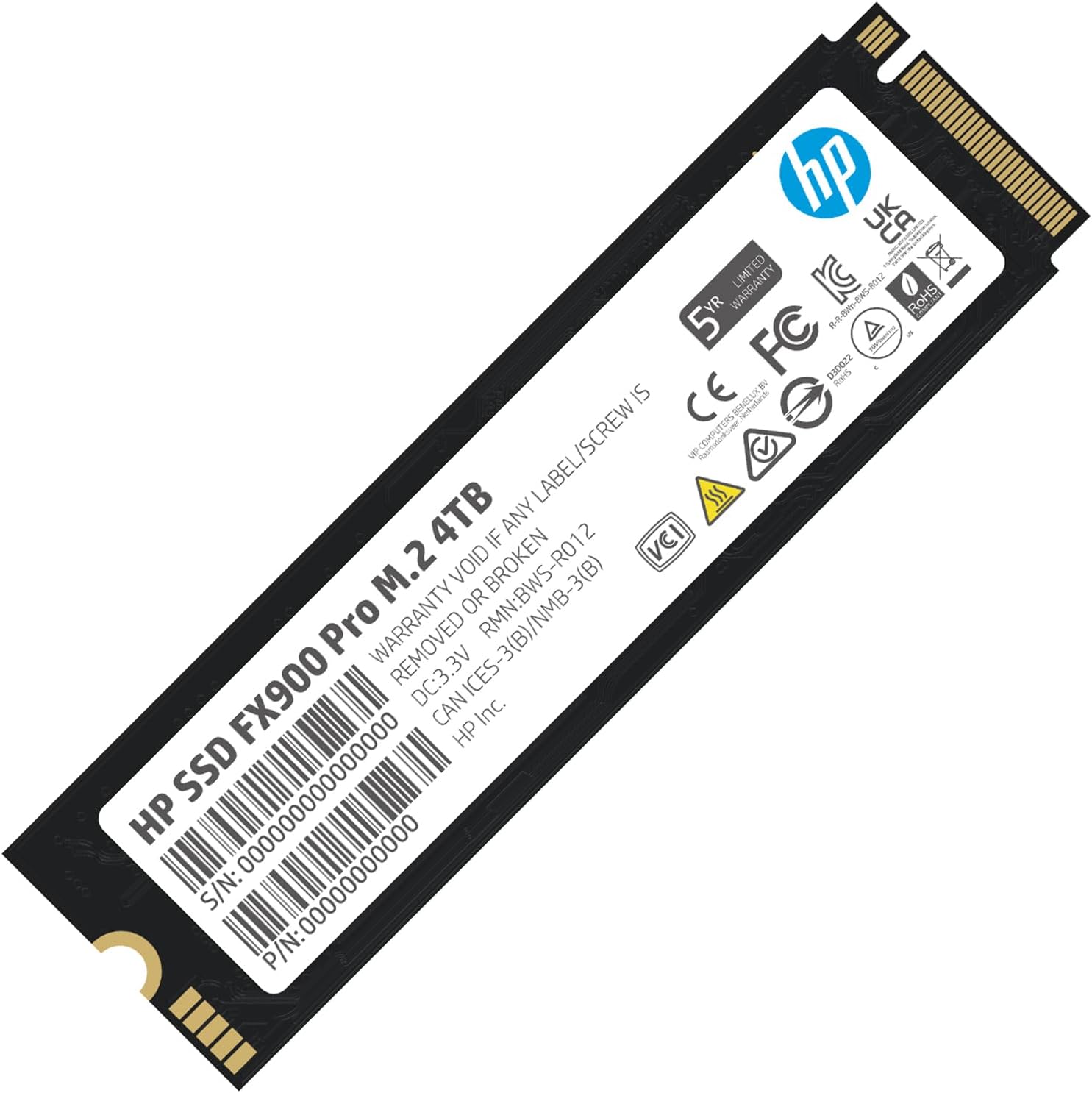 HP FX900 Pro 4TB M.2 NVMe SSD 2280 Gen4 x4, Up to 7400 MB/s, 3D NAND Flash, DRAM Cache, High-Performance Storage Solution for Gaming and Professional Use – 4A3U2AA#ABB