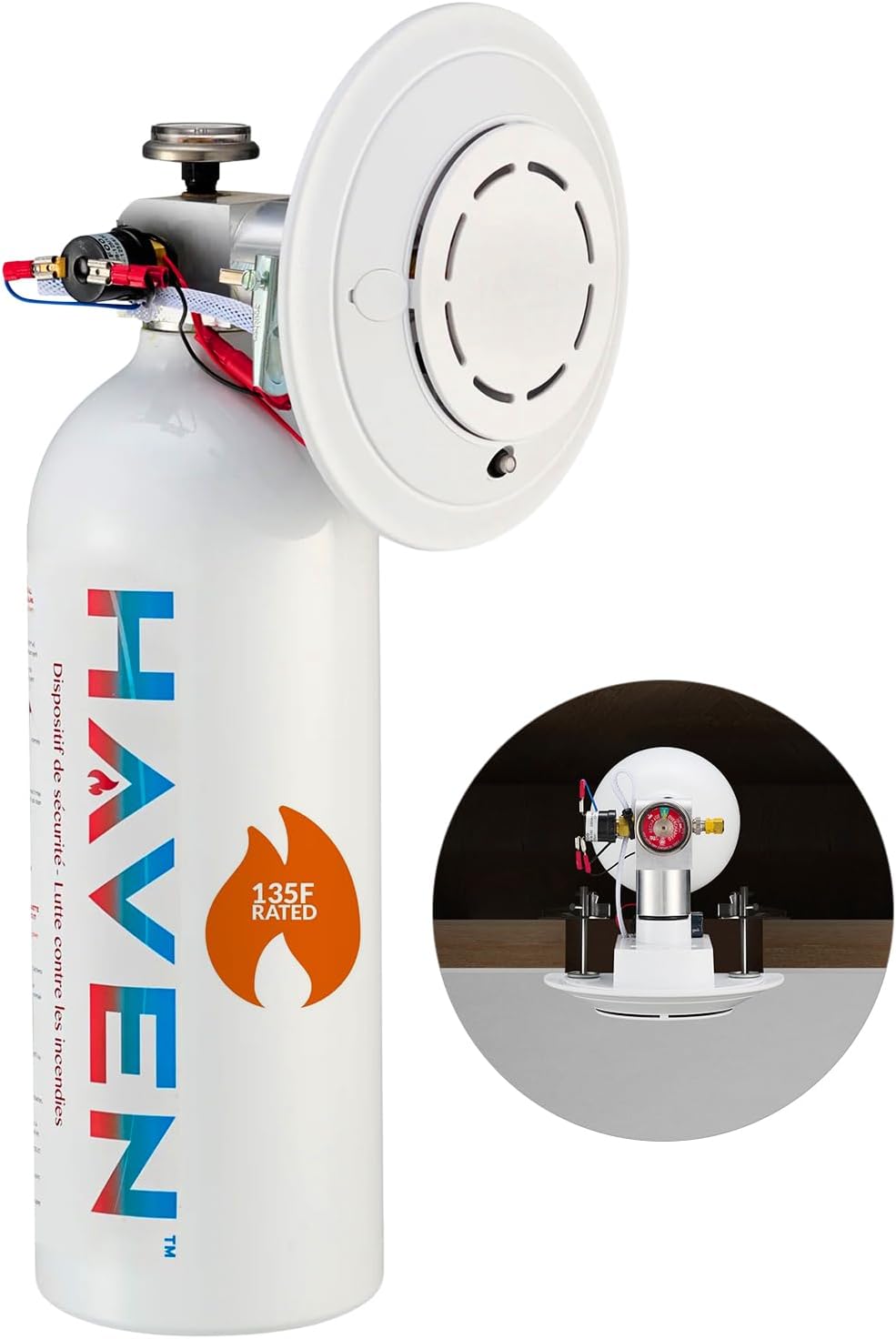 Haven Automatic Heat-Activated Fire Suppression Device 135°F (57°C) RATED – Eco Friendly Non-Toxic, ABC, 5 Year Worry-Free Industrial and Urban Protection -Great for Kitchen, Office, Apartment.