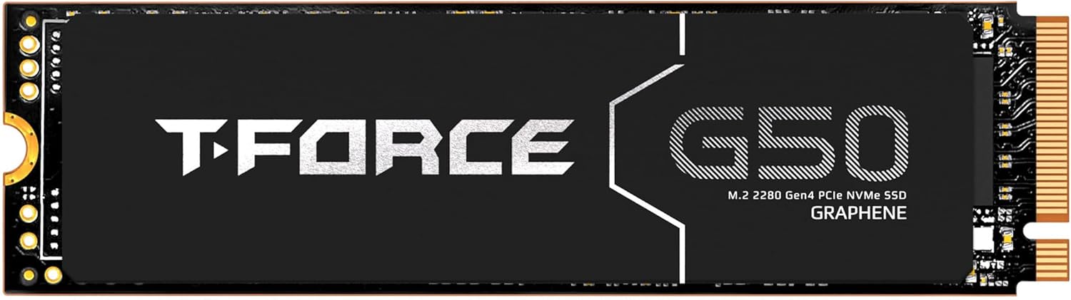 TEAMGROUP T-Force G50 1TB SLC Caching 3D TLC NAND NVMe InnoGrit PCIe Gen4x4 M.2 2280 Gaming SSD with Ultra-Thin Graphene Heat Spreader Works with PS5 Read/Write 5000/4800 MB/s TM8FFE001T0C129