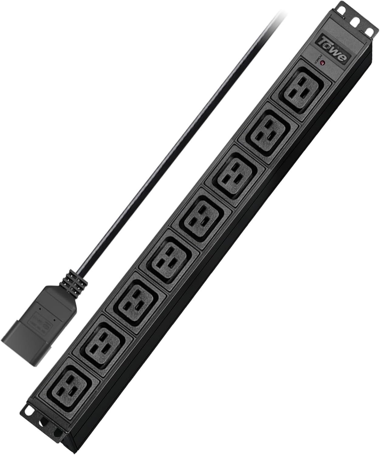 Towe Power Strip，IEC C19 C 20 Metal 8 Outlet Wall Mount Outlet Power Strip Heavy Duty, Wide Spaced Power Strip with Switch，30A 240V 7200W Rack Mountable PDU/Data Center Power Distribution