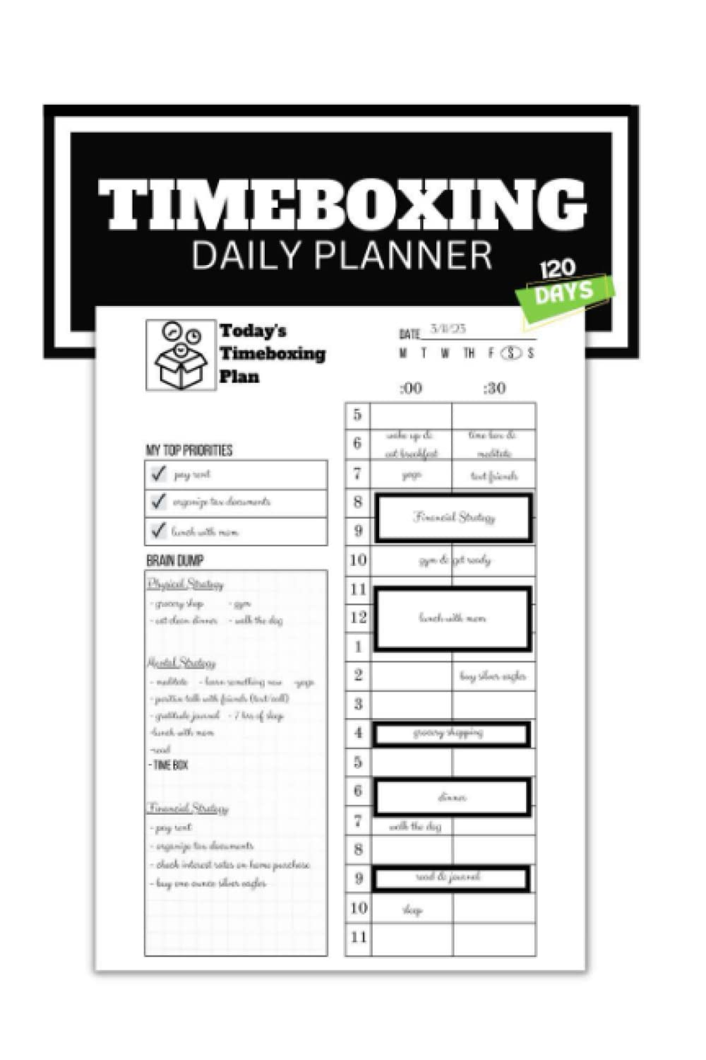 Timeboxing Daily Planner Notebook – Desktop To Do List Time Management Planning with Hourly Schedule, Time Block Planner, College School Supplies – 6×9″ – 120 Undated Sheets