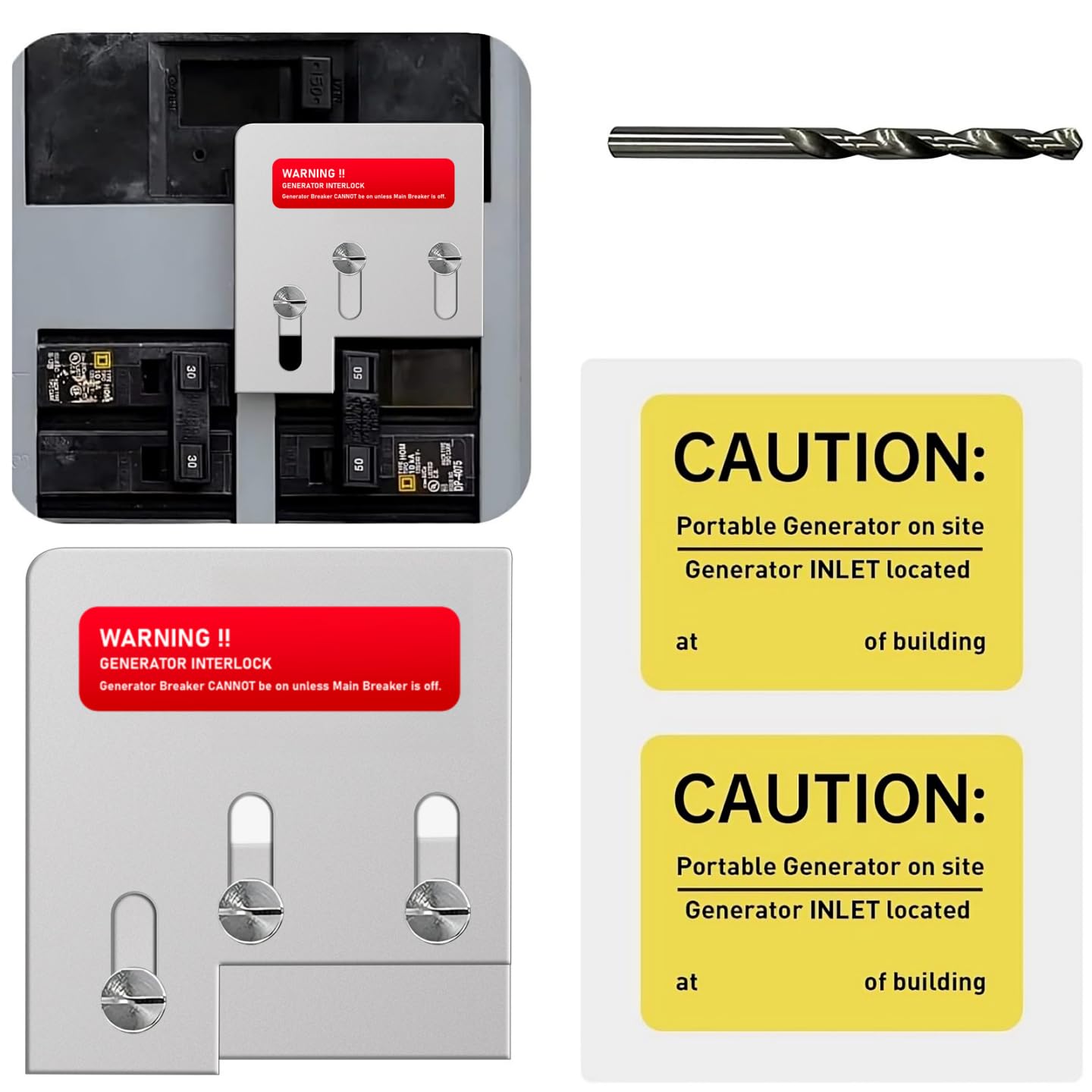 Generator Interlock Kit Compatible with Square D QO or Homeline 150 or 200 amp Panels.1 3/8 inches Spacing Between Main and Generator Breaker.Professional and Interlock Kit(1set)