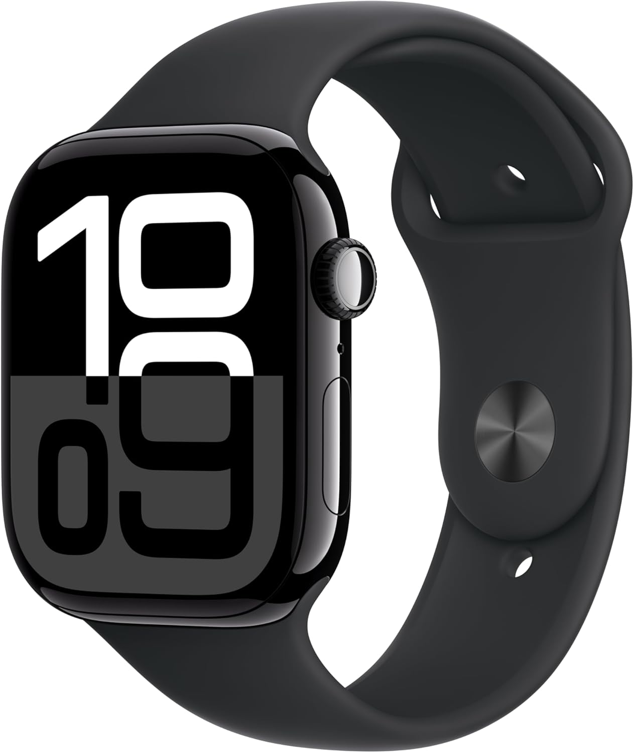 Apple Watch Series 10 [GPS 46mm case] Smartwatch with Jet Black Aluminium Case with Black Sport Band – M/L. Fitness Tracker, ECG App, Always-On Retina Display, Water Resistant