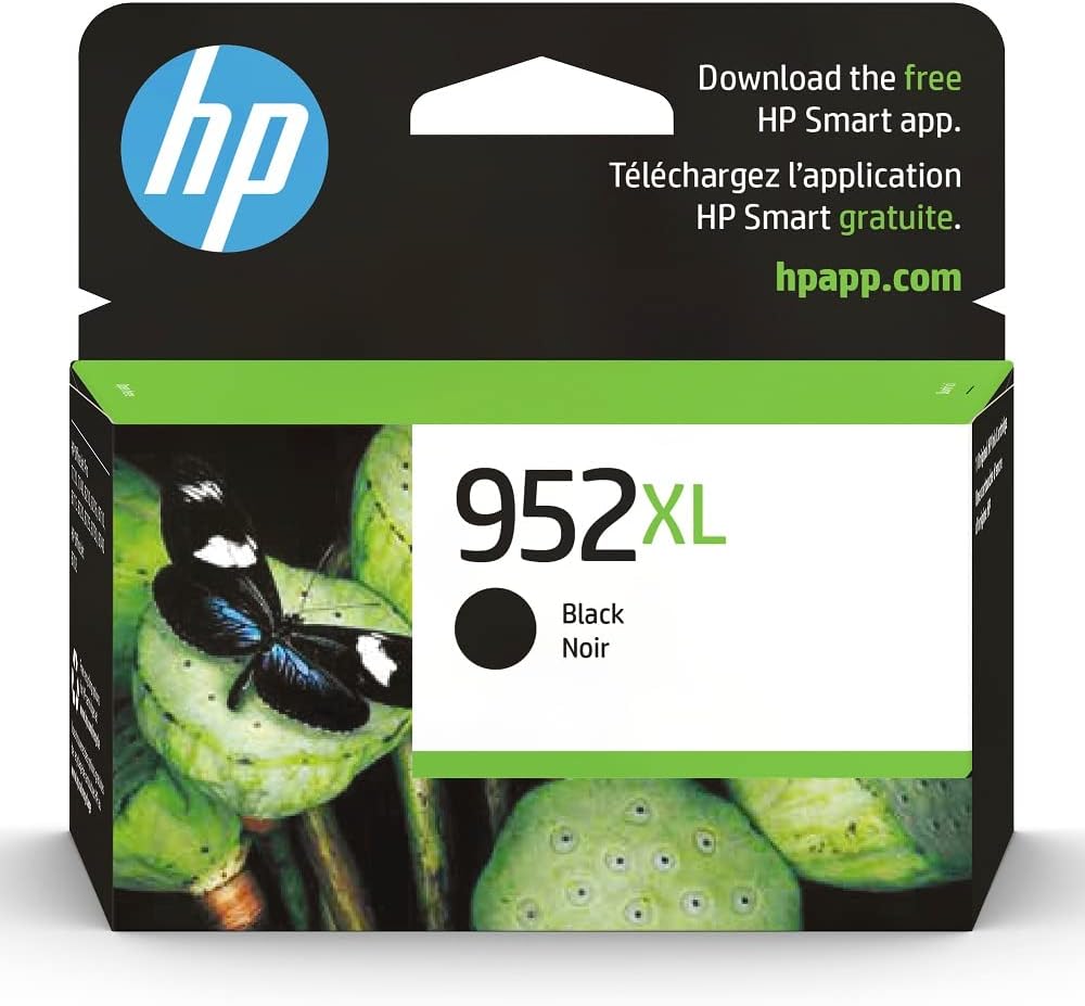 HP 952XL Black High-yield Ink Cartridge | Works with HP OfficeJet 8702, HP OfficeJet Pro 7720, 7740, 8210, 8710, 8720, 8730, 8740 Series | Eligible for Instant Ink | F6U19AN