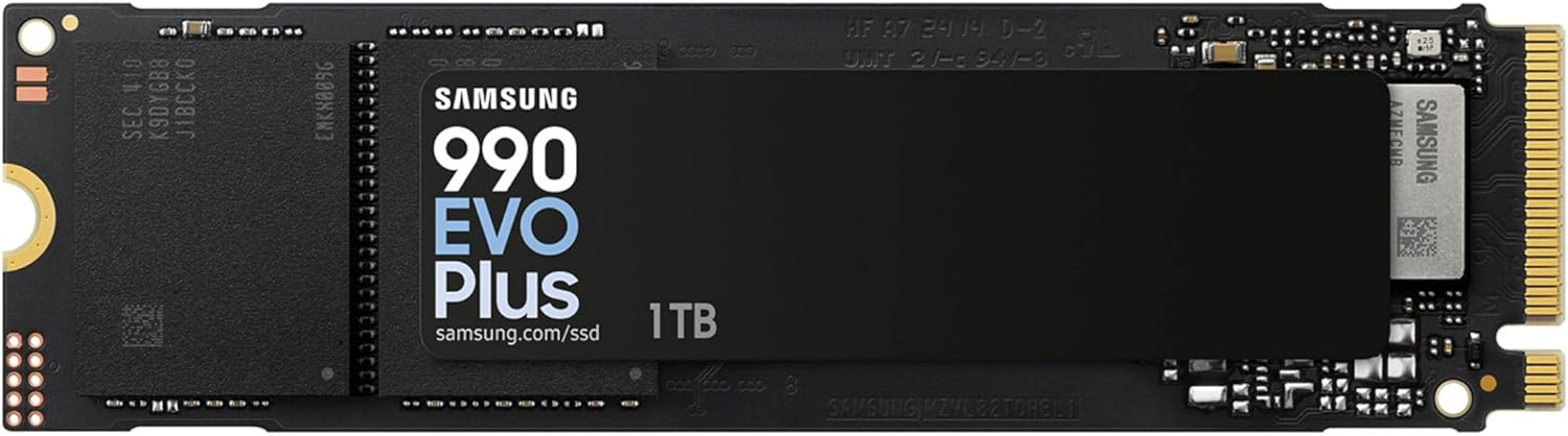 SAMSUNG 990 EVO Plus SSD 1TB, PCIe Gen 4×4, Gen 5×2 M.2 2280, Speeds Up-to 7,150 MB/s, Upgrade Storage for PC/Laptops, HMB Technology and Intelligent Turbowrite 2.0, (MZ-V9S1T0B/AM)