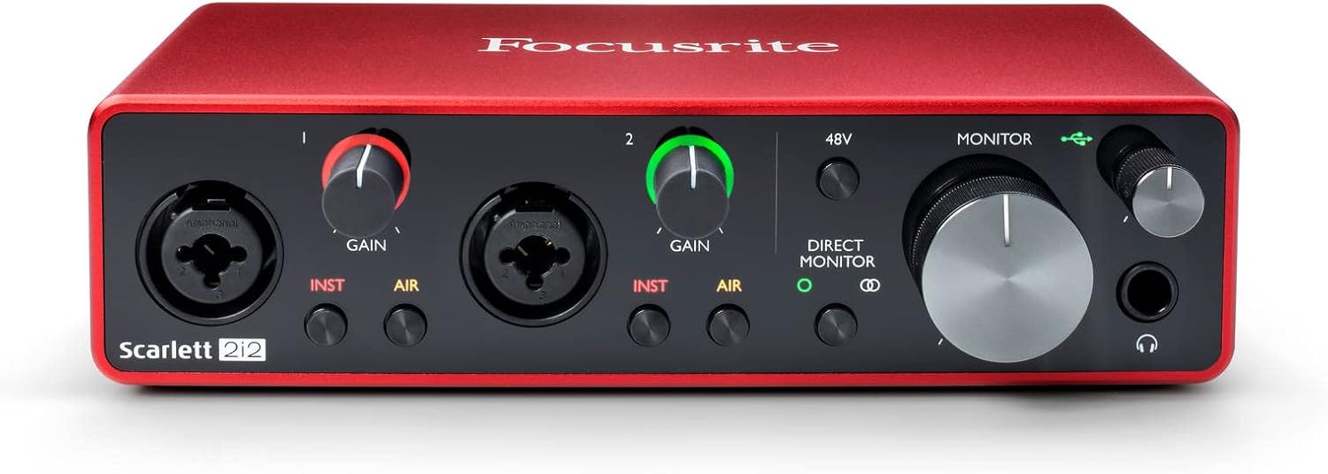 Focusrite Scarlett 2i2 3rd Gen USB Audio Interface for Recording, Songwriting, Streaming and Podcasting — High-Fidelity, Studio Quality Recording, and All the Software You Need to Record