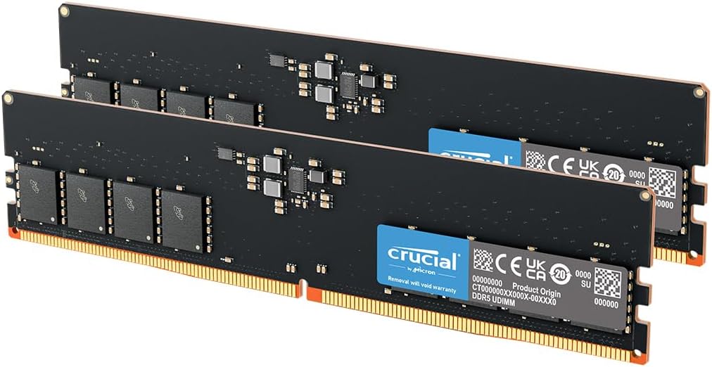 Crucial RAM 16GB Kit (2x8GB) DDR5 4800MHz CL40 Desktop Memory CT2K8G48C40U5