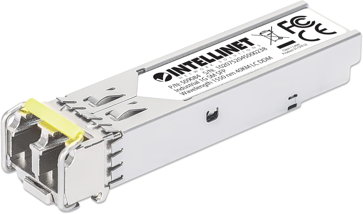 Intellinet Industrial 1000Base-LX SFP to Duplex LC Single-Mode 1G Fiber Transceiver – Wavelength 1550 nm – Cisco GLC-EX-SM1550-40 – Hot Plugging – Up to 25 mi. – MSA Comp – DDM/DOM – 509084