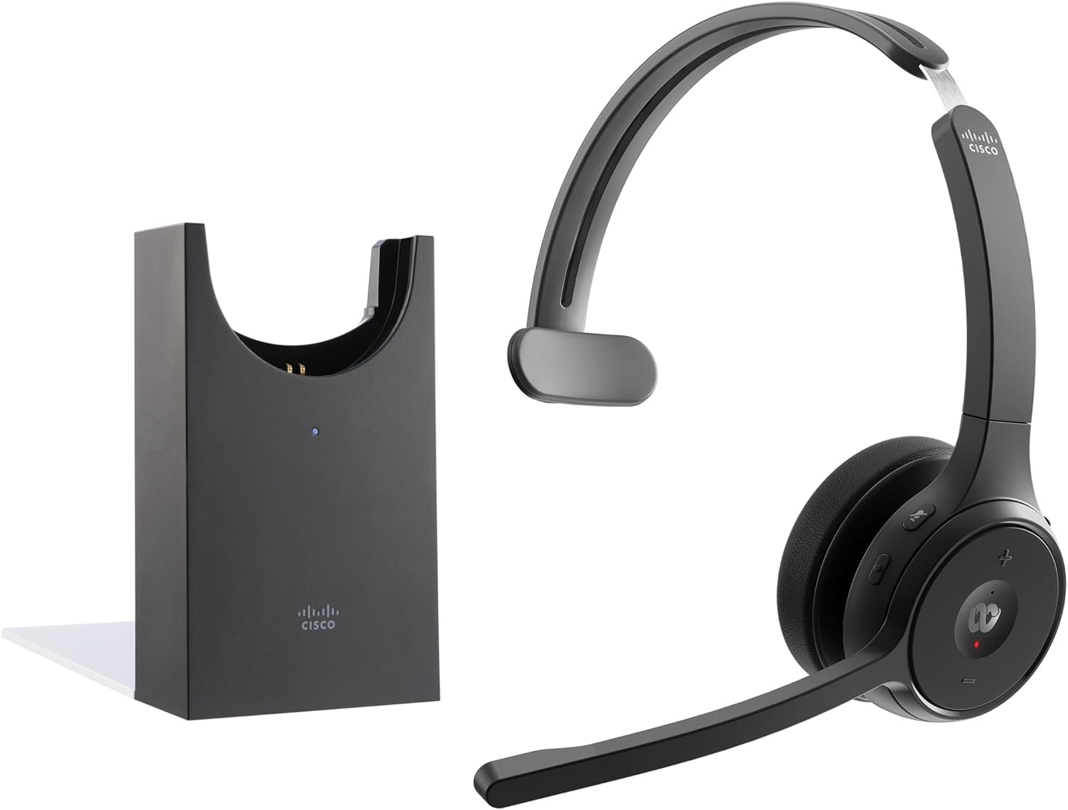 Cisco Headset 721, Wireless Single On-Ear Bluetooth Headphones, Webex Button, USB-A HD Bluetooth Adapter, Soft Case, Charging Stand, Carbon Black, 1-Year Limited Liability Warranty(HS-WL-721-BUNAS-C)