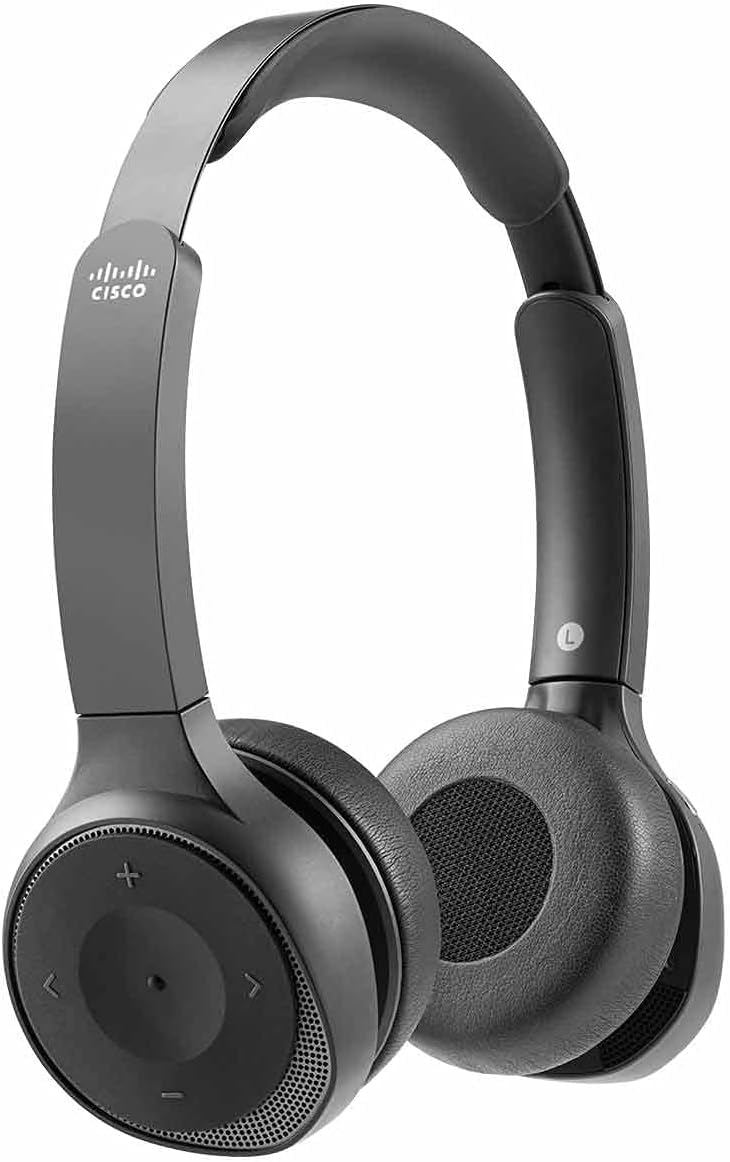 CISCO Headset 730, Wireless Dual On-Ear Bluetooth Headset with Case, USB-A HD Bluetooth Adapter, USB-A and 3.5mm Cables, Carbon Black, 1-Year Limited Liability Warranty (HS-WL-730-BUNA-C)