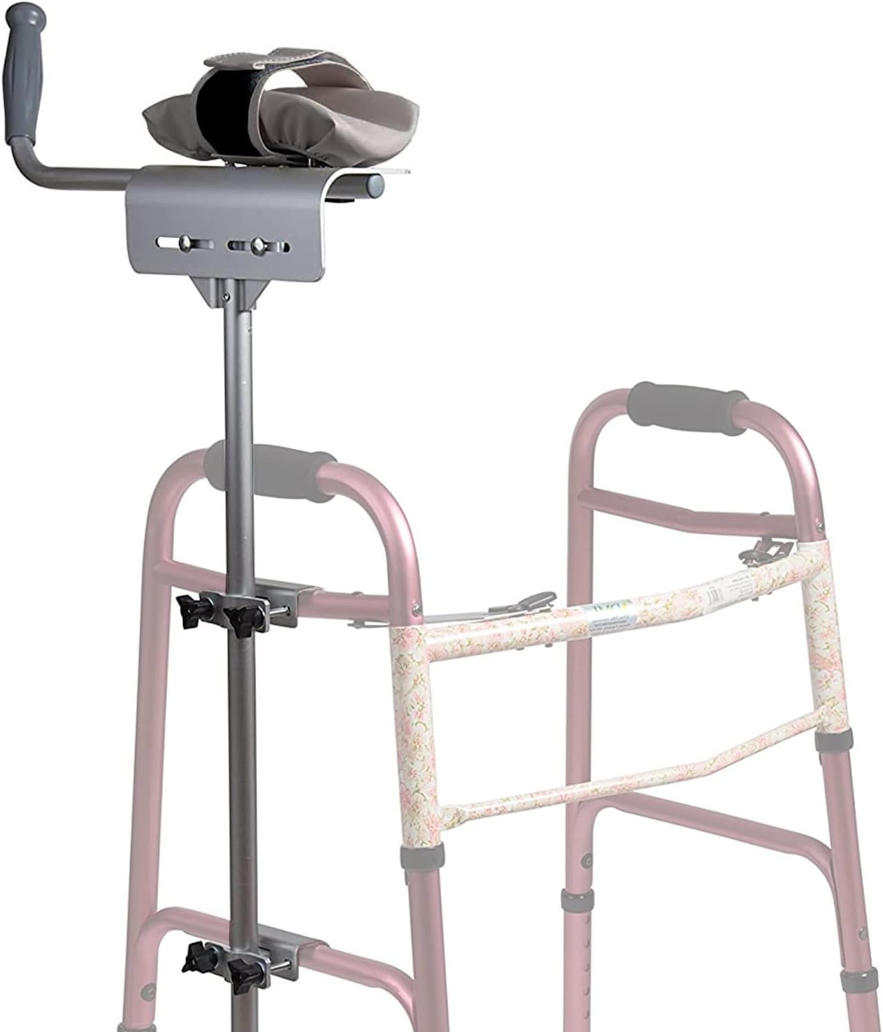 MABIS Walker Platform Attachment With Adjustable Padded Cuff, No Tools Needed, Attaches to Most Walkers, FSA and HSA Eligible, Made of Lightweight Aluminum, Silver