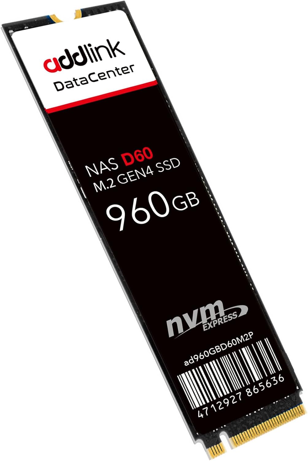 Addlink D60 960GB M.2 2280 High Endurance Enterprise NAS Internal SSD for Business Server Data Center, PCIe Gen4X4 NVMe 1.4 3D eTLC, Up to 6,000 MB/s, Durability of up to 1,900 TBW (ad960GBD60M2P)