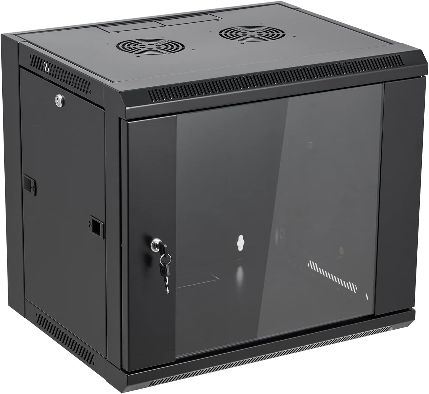 9U Wall Mount Server Cabinet Network Rack Enclosure Locking Glass Door