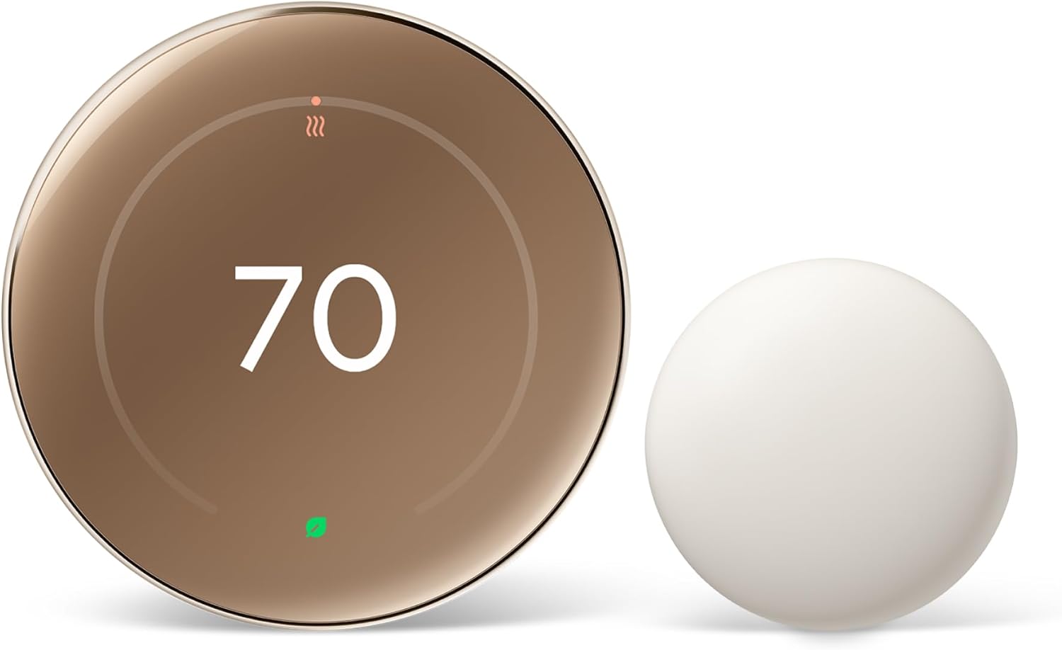 Google Nest Learning Thermostat (4th Gen, 2024) with Nest Temperature Sensor – Energy Saving Smart Thermostat with Adaptive Eco – Works with Alexa and Google Home App – Polished Gold