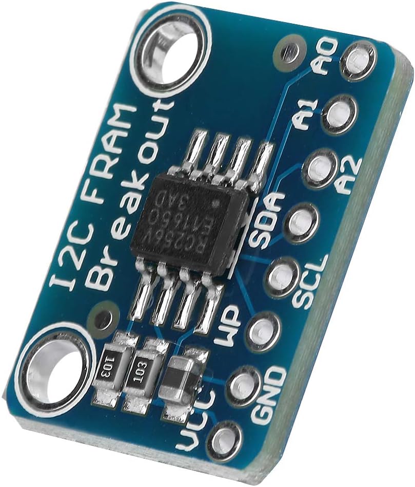 I2C FRAM Breakout, Non Volatile Memory with 8KB for Low Power Data Loggers, Up to 20MHz Clock, Read or Write 10 Trillion Times, Instantaneous,Sustain 95 Years at Room Temp