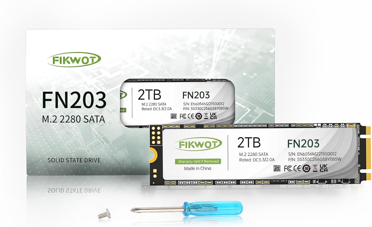 FN203 M.2 SATA SSD – SLC Cache 3D NAND TLC SATA III 6Gb/s M.2 2280 NGFF Internal Solid State Drive, Up to 550MB/s, Compatible with Ultrabooks, Tablet Computers and Mini PCs (2TB)