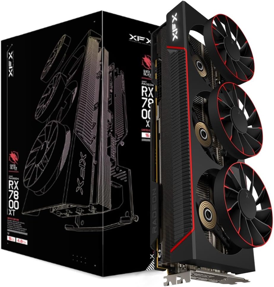 XFX Quicksilver AMD Radeon RX 7800 XT Magnetic Air Gaming Graphics Card with 16GB GDDR6, RDNA3 RX-78TMAIRF9